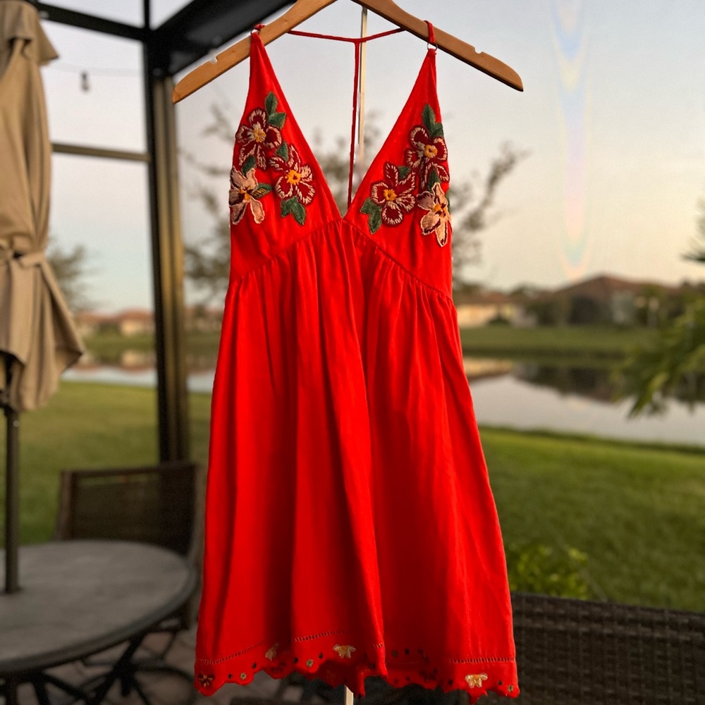 Free People Love and Flowers Halter Mini Dress, SMALL, WORN ONCE